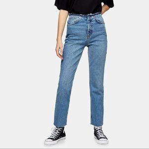 Topshop Straight Leg Raw Hem Denim